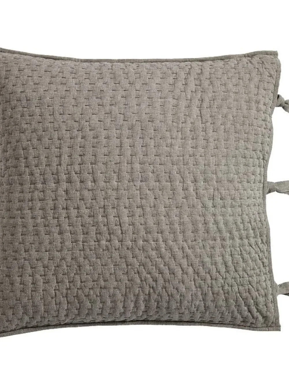 Pottery Barn Pick-stitch Euro Shams Gray Linen Cotton Set of 2